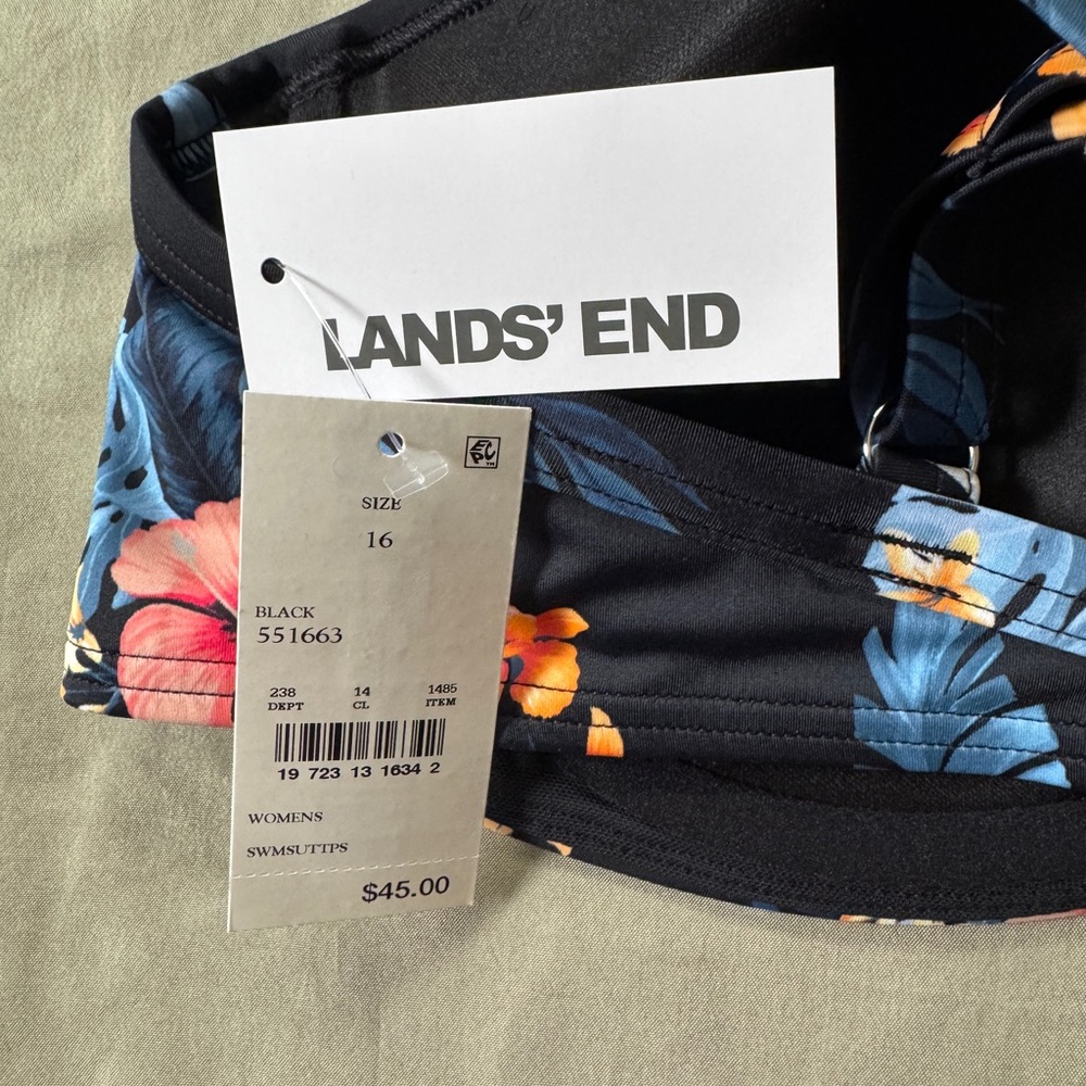 Lands’End Floral Bikini Top size 16 - Picture 3 of 3